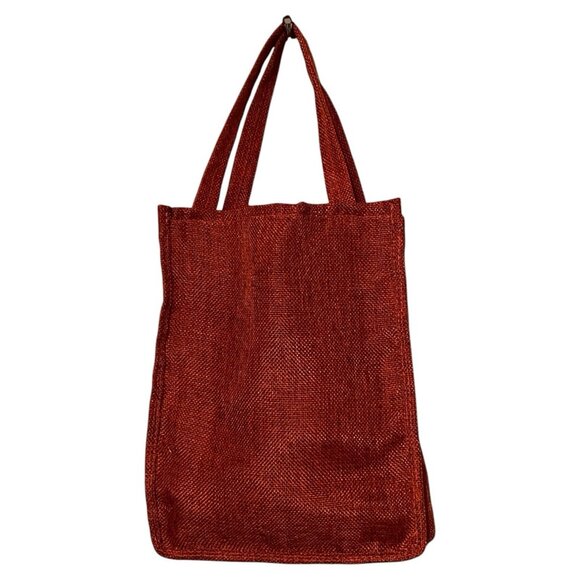 Christmas Fabric Gift Bag 7.5x10 Mini Tote Snowflake Red Plaid - Picture 2 of 7